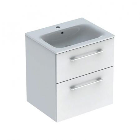Mobilier baie - Set dulap baie cu lavoar incastrat Geberit Selnova Square, 60 cm, alb lucios