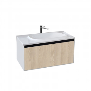 Mobilier baie - Set dulap baie cu lavoar inclus Kolpasan Pandora, 110 cm, stejar