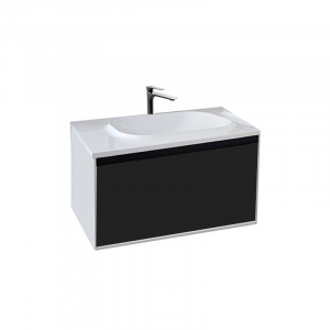 Mobilier baie - Set dulap baie cu lavoar inclus Kolpasan Pandora, 75 cm, alb/negru