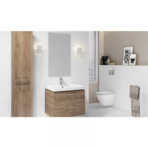 Set dulap baie cu lavoar incastrat Cersanit Lara, 80 cm, nuc [2]