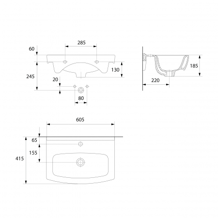 Set mobilier baie cu lavoar si dulap cu 2 usi, 60.5 x 41.5, Cersanit, Sati [4]