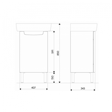 Set mobilier baie cu lavoar inclus alb, 40 cm, Kolo Geberit Group, Rekord [3]