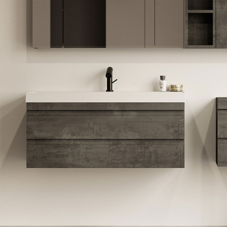 Mobilier baie - Set dulap baie cu lavoar inclus KolpaSan Naomi 100 cm, gri inchis