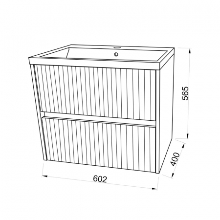 Set mobilier supendat cu lavoar din compozit, 60 cm, stejar [3]