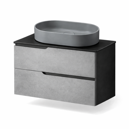 Set moblier baie cu blat 60 cm Bari si lavoar din compozit, gri mat Terra [0]