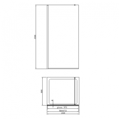 Set paravan dus walk-in 100x200 cm, rigola si set de dus incastrat negru mat Temisto [1]