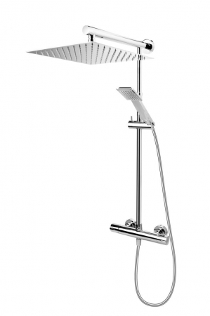 Set paravan dus walk-in 90x195 cm, rigola si coloana de dus cu baterie termostatata crom Anima [2]