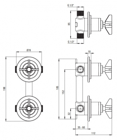 Set paravan dus walk-in 90x195 cm, rigola si set de dus incastrat crom Temisto [2]