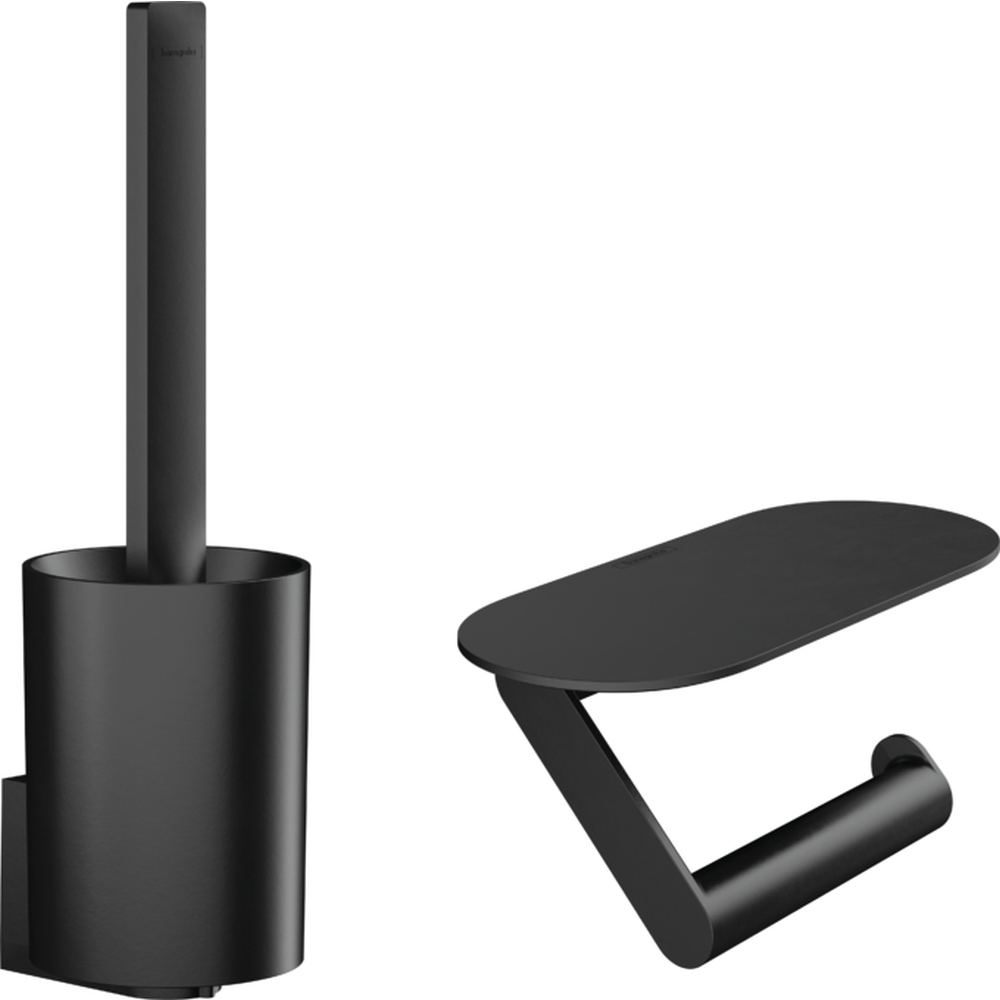 Seturi accesorii baie - Set perie wc si suport hartie igienica, negru mat, Hansgrohe WallStoris