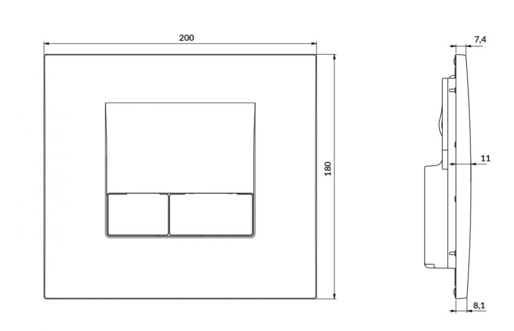 Set rezervor incastrat, clapeta actionare dubla Tech Line Base Smart crom lucios Cersanit [4]