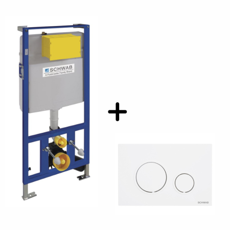 Baie - Set rezervor incastrat cu clapeta de actionare alba, Schwab