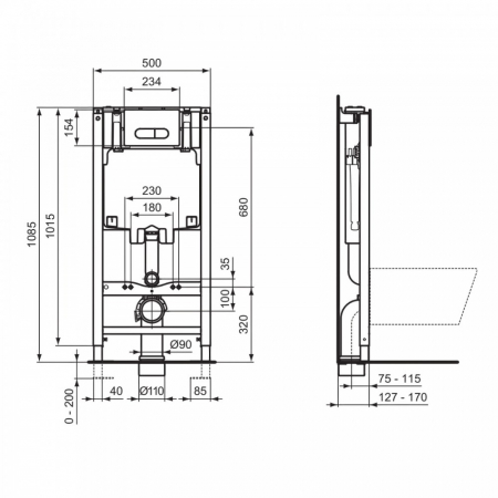 Set rezervor incastrat PROSYS cu set de fixare inclus si clapeta Oleas M1 alb lucios, Ideal Standard [3]