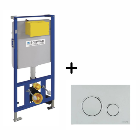 Baie - Set rezervor incastrat Schwab cu clapeta de actionare crom lucios, Schwab Vela