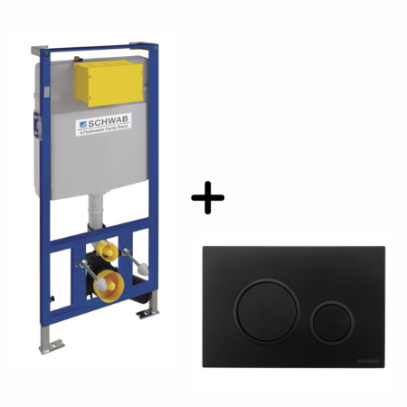 Baie - Set rezervor incastrat Schwab cu clapeta de actionare negru mat, Schwab Vela