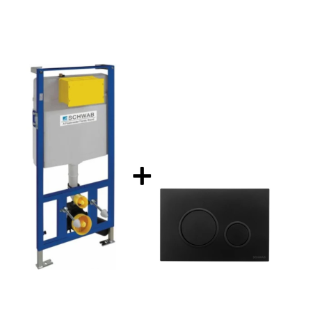 Baie - Set rezervor incastrat Schwab cu clapeta de actionare negru mat, Schwab Vela