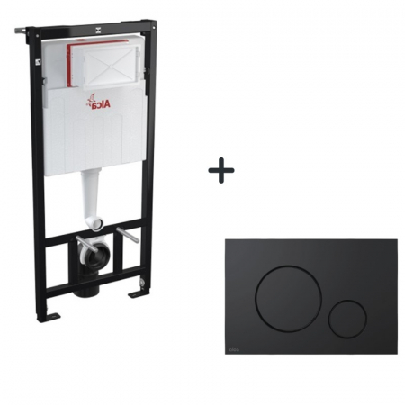 Baie - Set rezervor wc incastrat cu set fixare si clapeta negru mat Alcadrain