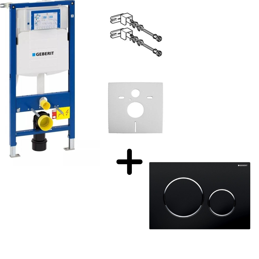Rezervoare incastrate - Set Geberit rezervor Wc incastrat cu set fixare si set antifonare, plus clapeta neagra Sigma