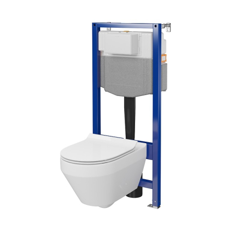 Outlet - Set rezervor wc incastrat cu vas Wc oval si capac duroplast, Cersanit Crea CleanOn
