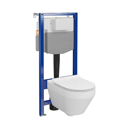 Set rezervor wc incastrat cu vas Wc oval si capac duroplast, Cersanit Crea CleanOn [2]