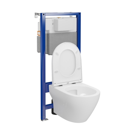 Set rezervor wc incastrat cu vas Wc oval si capac duroplast, Cersanit Larga Pro [3]