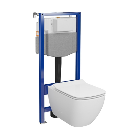 Set rezervor wc incastrat cu vas Wc oval si capac slim duroplast, Cersanit Virgo [1]
