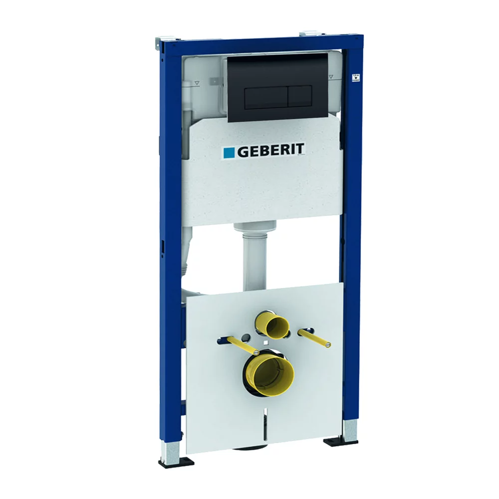 Rezervoare incastrate - Set rezervor wc incastrat Geberit Duofix cu set fixare si izolare fonica, plus clapeta negru lucios Delta 50