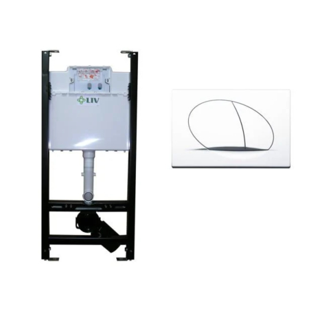 Set rezervor WC incastrat Liv Jog si clapeta alb mat Selenite Duo