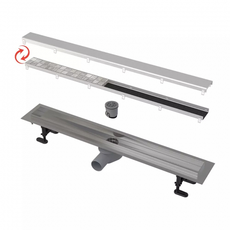 Rigole si canale de scurgere dus - Set rigola dus cu capac faiantabil Alcadrain APZ2012-OPTION6 Optimal 75 cm