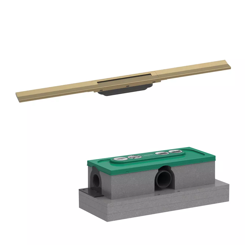 Set rigola liniara de dus cu gratar din inox 800 mm, bronz periat, corp de baza pentru instalare inclus, Hansgrohe RainDrain Flex [0]