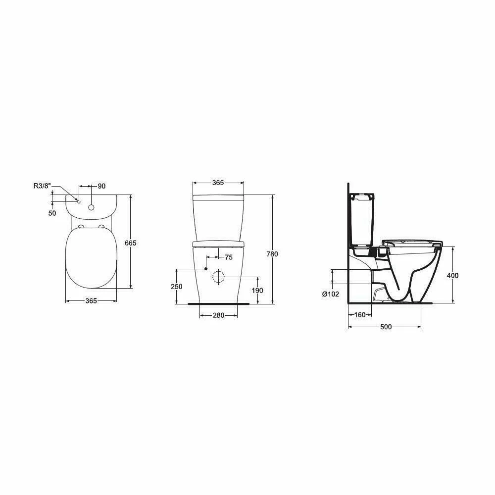 Set vas wc stativ, cu rezervor si capac, oval, Ideal Standard Connect [2]