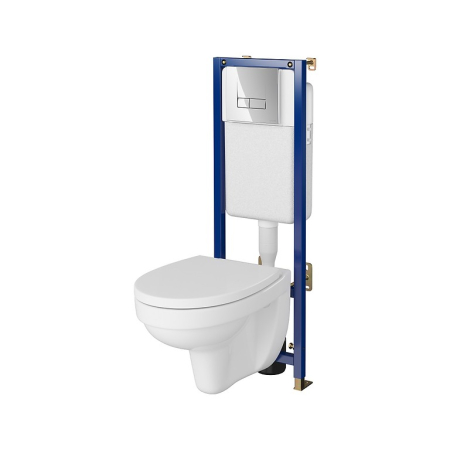 TECH LINE BASE - Set vas wc cu capac SimpleOn, rezervor incastrat TECH LINE BASE si clapeta de crom lucios