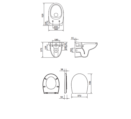 Set vas wc cu capac SimpleOn, rezervor incastrat TECH LINE BASE si clapeta de crom lucios [2]