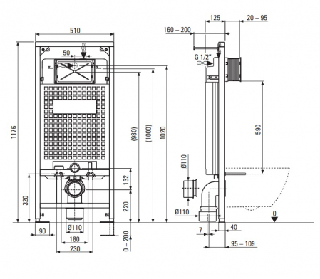 Set vas wc cu capac soft close, rezervor incastrat, clapeta de actionare titan si izolare fonica Deante Silia [3]