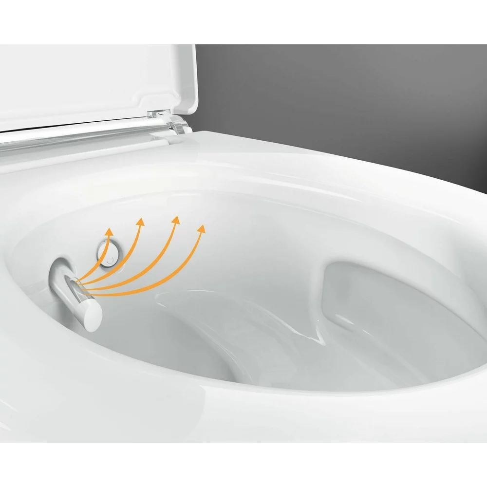 Set vas wc cu functie de bideu rimless suspendat cu capac soft close, ornament crom, Geberit AquaClean Mera Comfort [8]