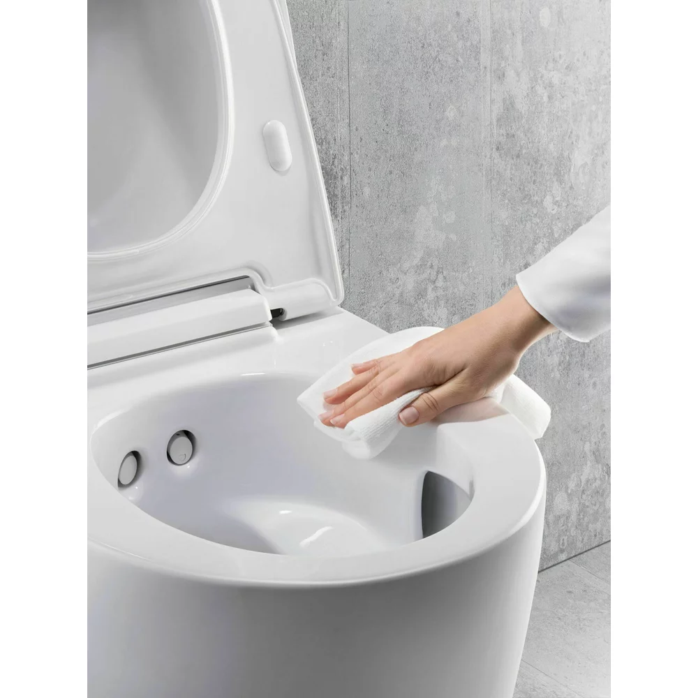 Set vas wc cu functie de bideu rimless suspendat cu capac soft close, ornament crom, Geberit AquaClean Mera Comfort [10]