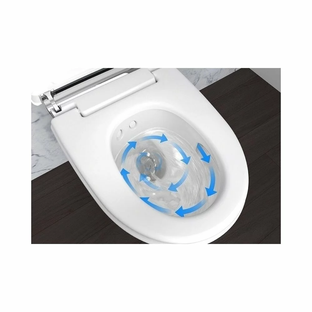 Set vas wc cu functie de bideu rimless suspendat cu capac soft close, ornament crom, Geberit AquaClean Mera Comfort [3]