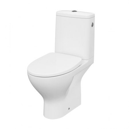 Baie - Set vas wc cu rezervor aparent si capac soft close, alb lucios, Cersanit Moduo