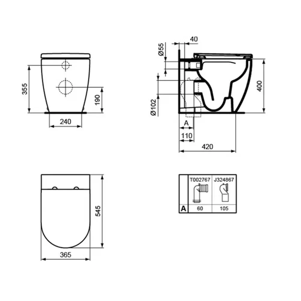 Set vas wc pe podea, cu capac softclose, alb, Ideal Standard  Ellisse Rimless [6]