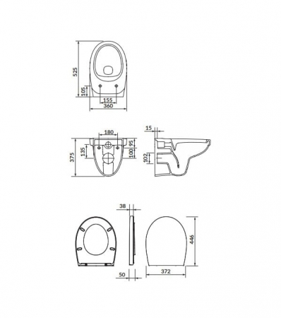 Set vas wc rimless alb cu capac soft close Cersanit SimpleOn, rezervor incastrat si clapeta crom Skate Air Grohe [1]