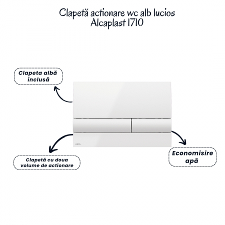 Set vas wc rimless alb cu capac soft close Oslo Foglia, rezervor incastrat si clapeta [4]