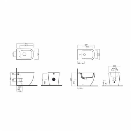 Set vas wc rimless back to wall, cu capac soft close, Hatria Bianca [3]