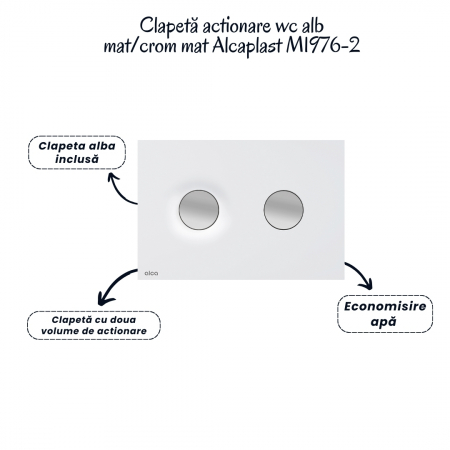 Set vas wc rimless cu capac soft close Fluminia Minerva, rezervor incastrat si clapeta alb/crom mat Alcadrain M1976-2 [4]