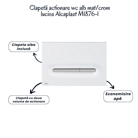 Set vas wc rimless cu capac soft close Fluminia Minerva, rezervor incastrat si clapeta alb mat/crom lucios Alcadrain M1876-1 [4]