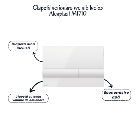 Set vas wc rimless cu capac soft close Fluminia Paris, rezervor incastrat si clapeta alba Alcaplast [4]