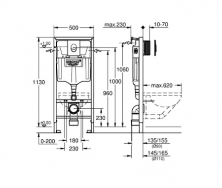 Set vas wc rimless cu capac soft close, lavoar baie roz mat, baterie si rezervor wc Rapid SL cu clapeta alba [2]