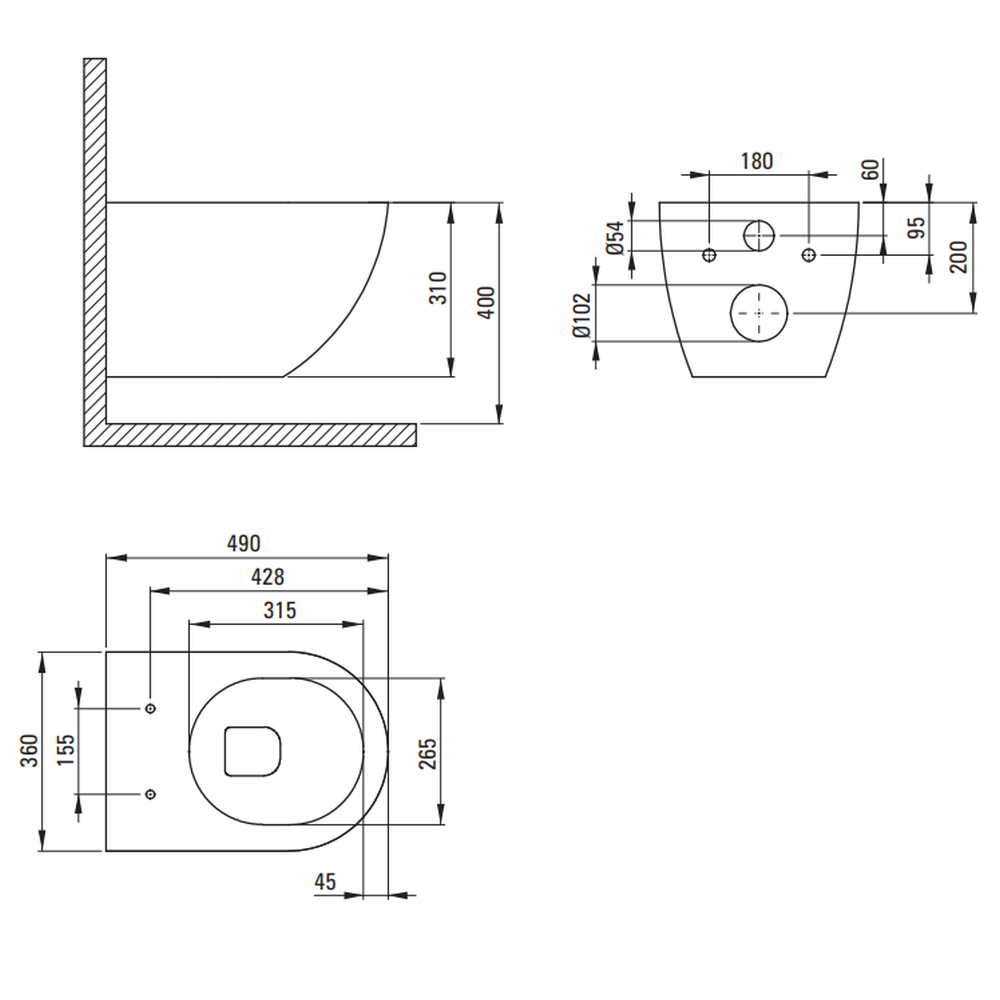 Set vas wc rimless cu capac soft close, rezervor incastrat, clapeta de actionare neagra si izolare fonica Deante Jasmin [1]