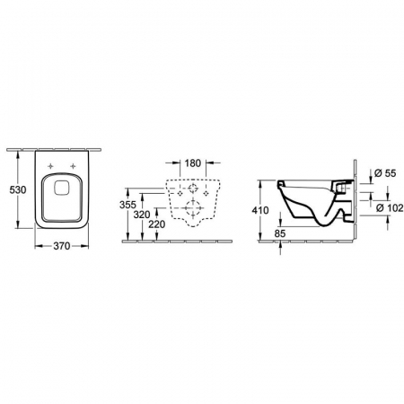 Set vas wc rimless dreptunghiular cu capac soft close Villeroy&Boch Architectura, rezervor incastrat si clapeta alba [1]