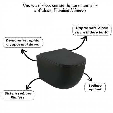 Set vas wc rimless negru cu capac soft close Minerva, rezervor incastrat Grohe Solido 3 in 1 cu clapeta Even [4]