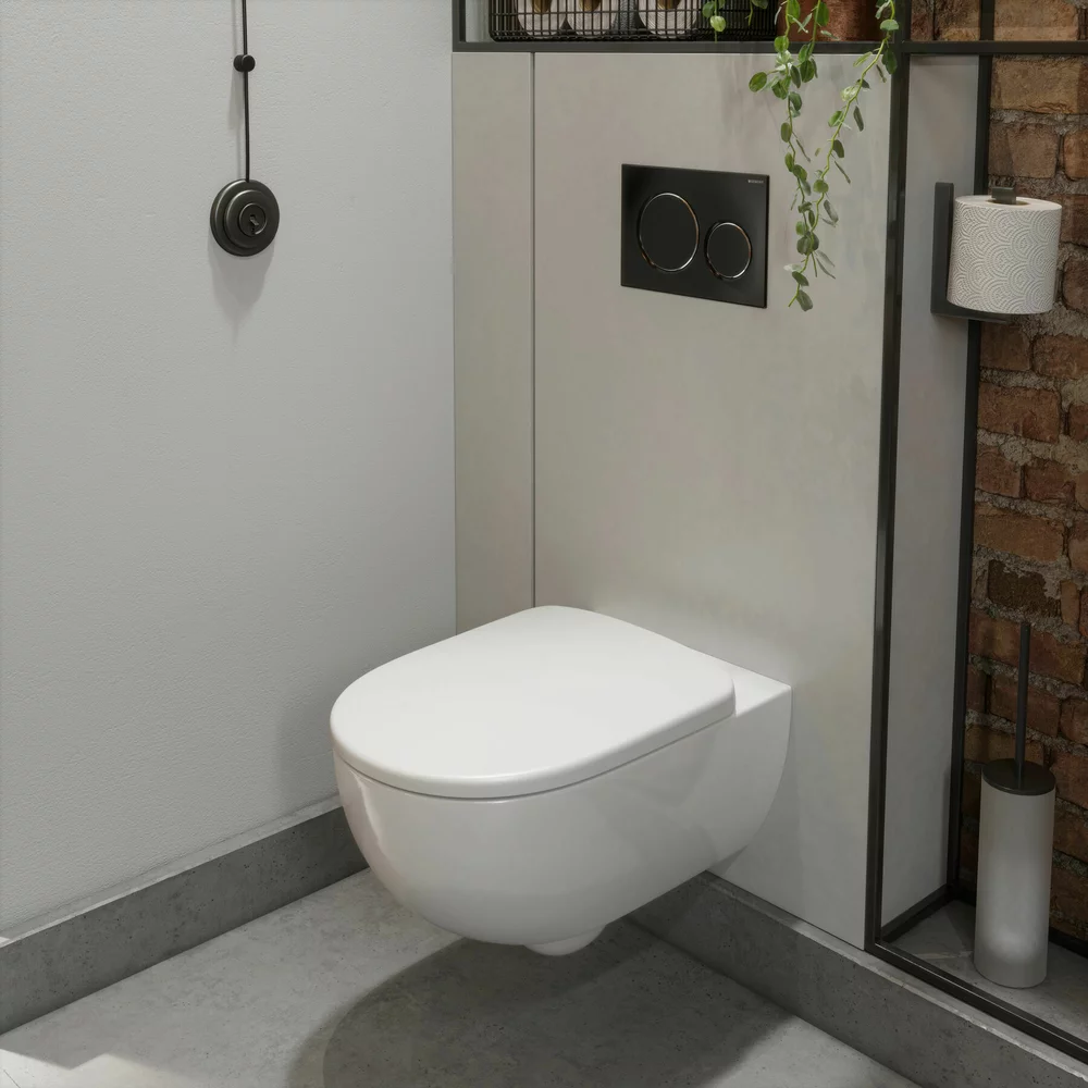 Set vas wc rimless suspendat cu capac din duroplast, soft close, alb lucios, Geberit Selnova Compact [3]