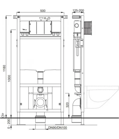 Set vas wc rimless suspendat negru mat Foglia Alice cu rezervor incastrat Schwab si clapeta de actionare negru mat, Schwab Vela [5]